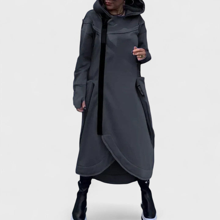 Mana - Felpa con cappuccio e zip lunga in tessuto leggero e traspirante
