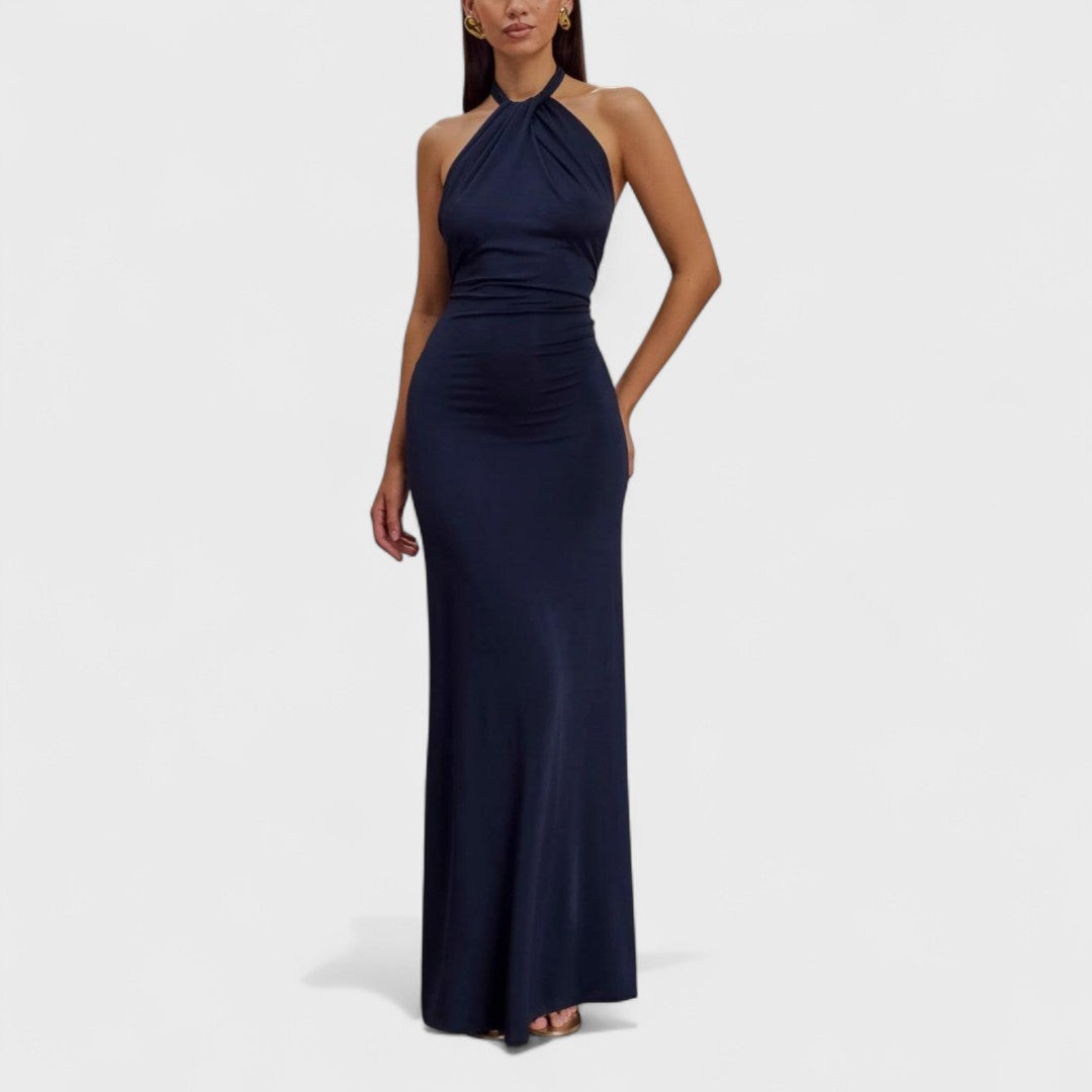Klara – Abito curvy in seta con collo halter
