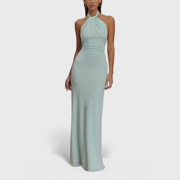 Klara – Abito curvy in seta con collo halter