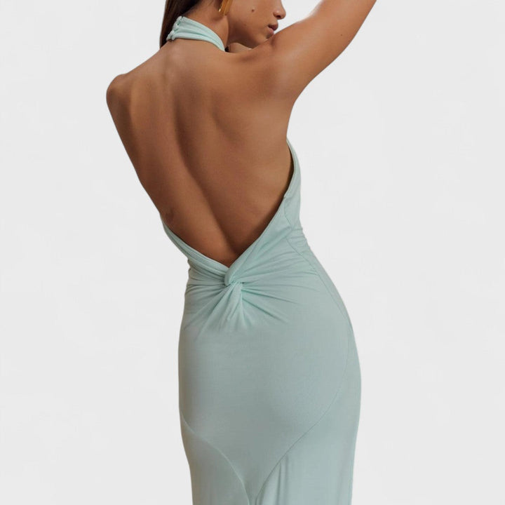 Klara – Abito curvy in seta con collo halter
