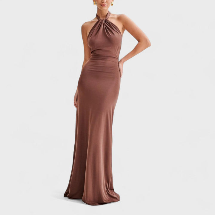Klara – Abito curvy in seta con collo halter