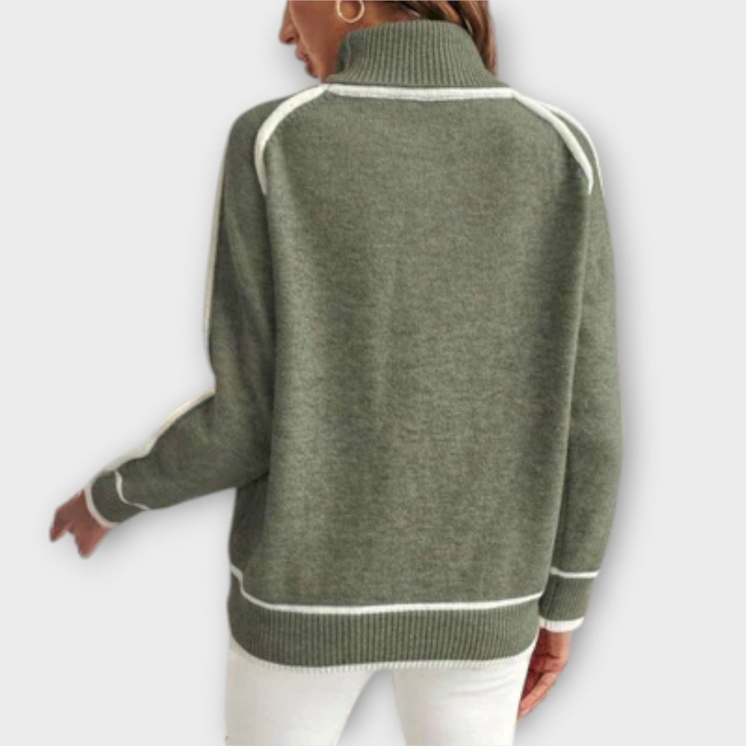 Christine - Pullover in maglia verde oliva di lusso
