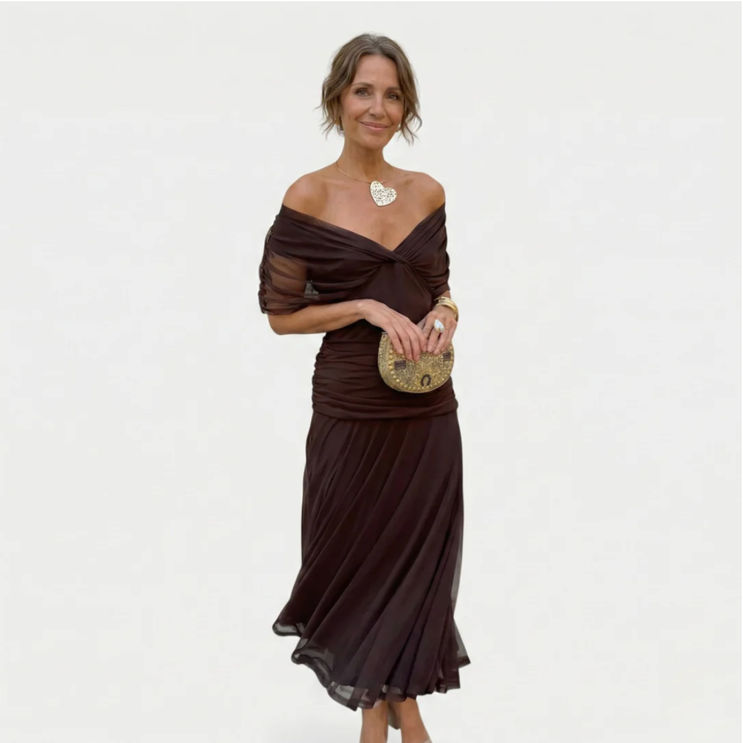 Luisa | Abito lungo elegante con scollo a V che valorizza la silhouette