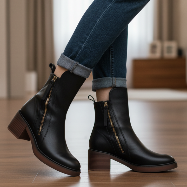 Zavelli™ | Stivale in pelle con tacco comodo