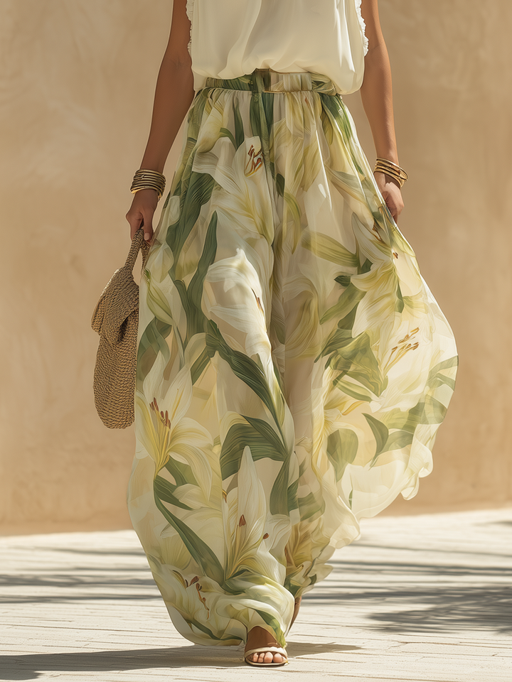 Lysandra | Elegante completo fluido con stampa a gigli