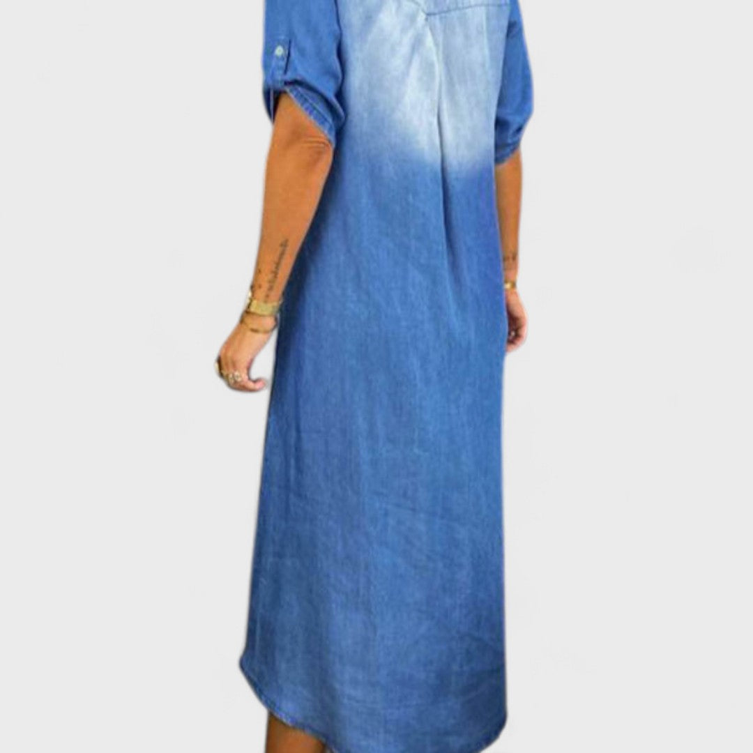 Ilse - Abito estivo con scollo a V in denim
