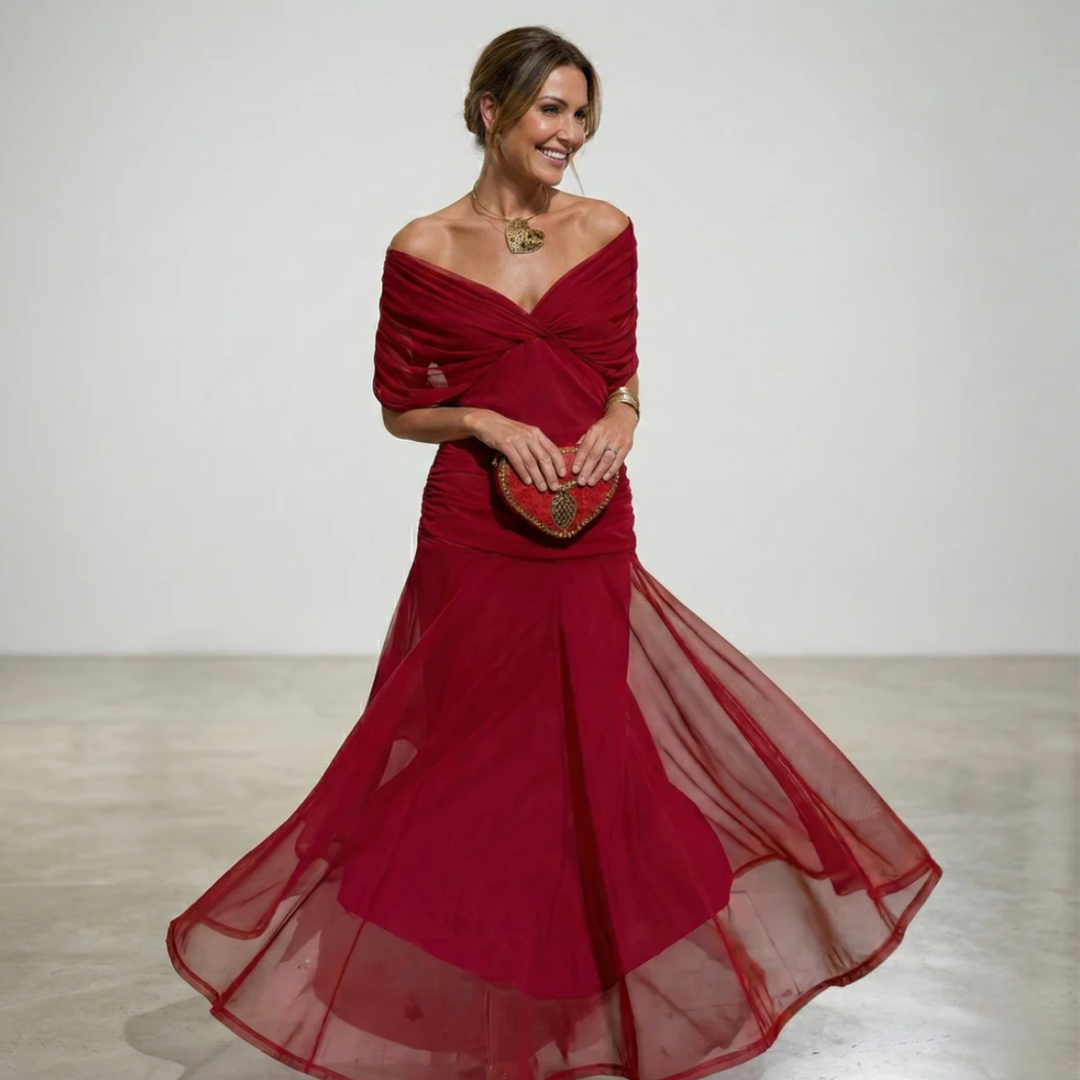 Luisa | Abito lungo elegante con scollo a V che valorizza la silhouette