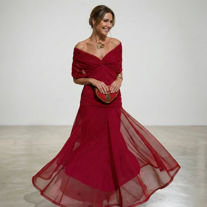 Luisa | Abito lungo elegante con scollo a V che valorizza la silhouette