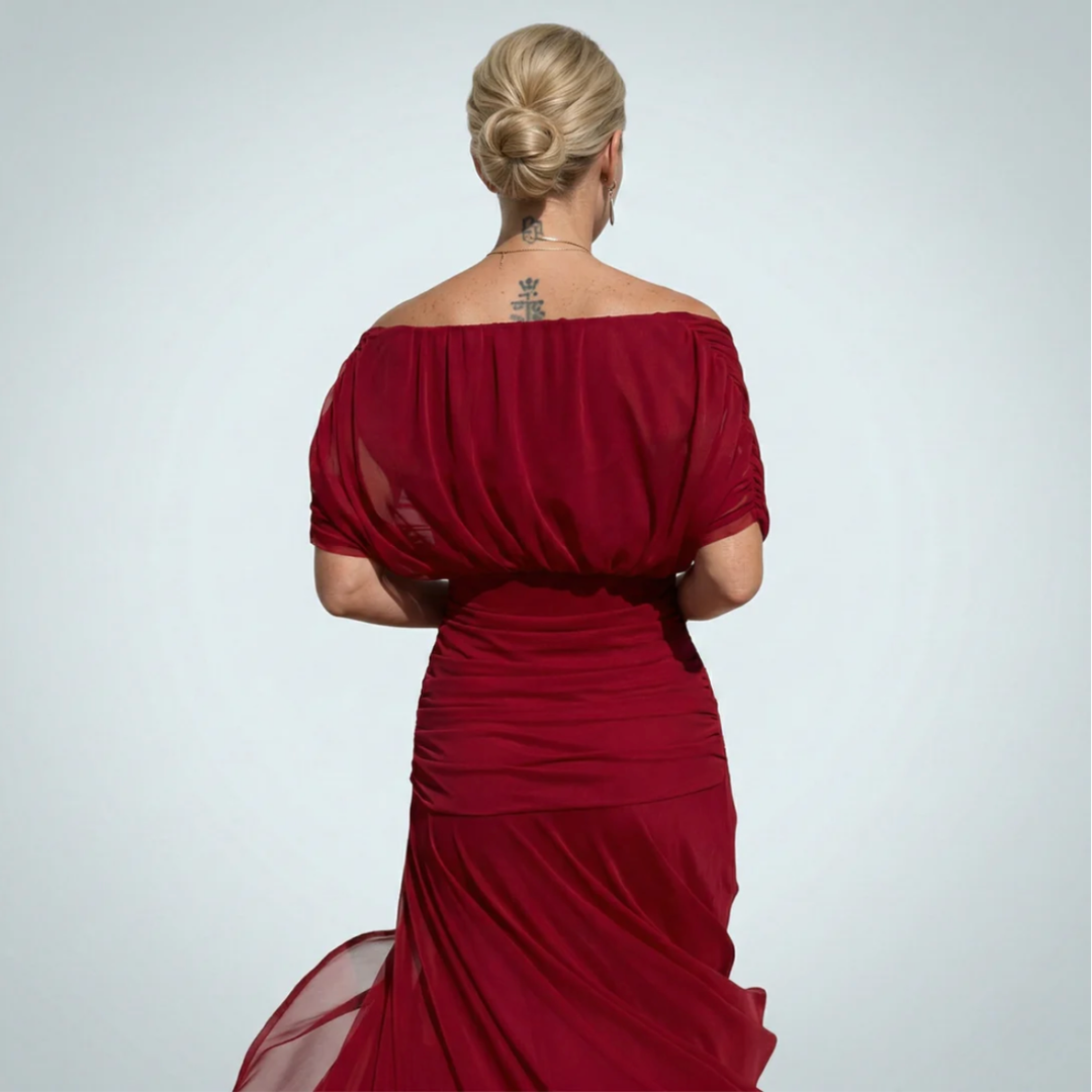 Luisa | Abito lungo elegante con scollo a V che valorizza la silhouette