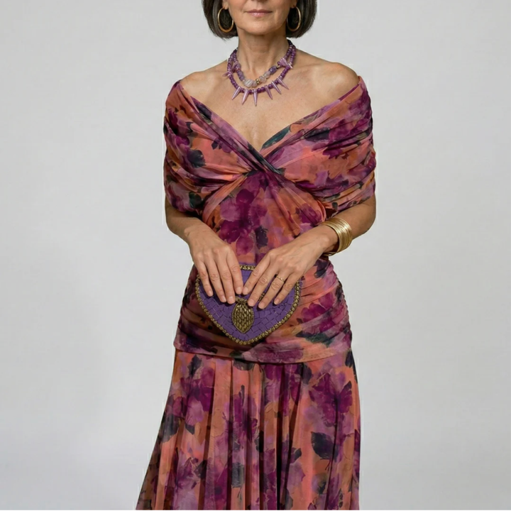 Luisa | Abito lungo elegante con scollo a V che valorizza la silhouette