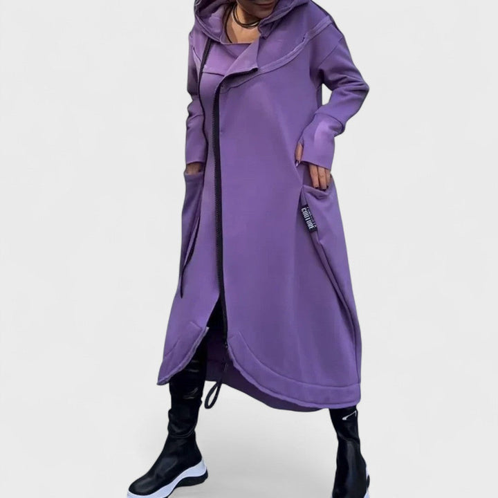 Mana - Felpa con cappuccio e zip lunga in tessuto leggero e traspirante
