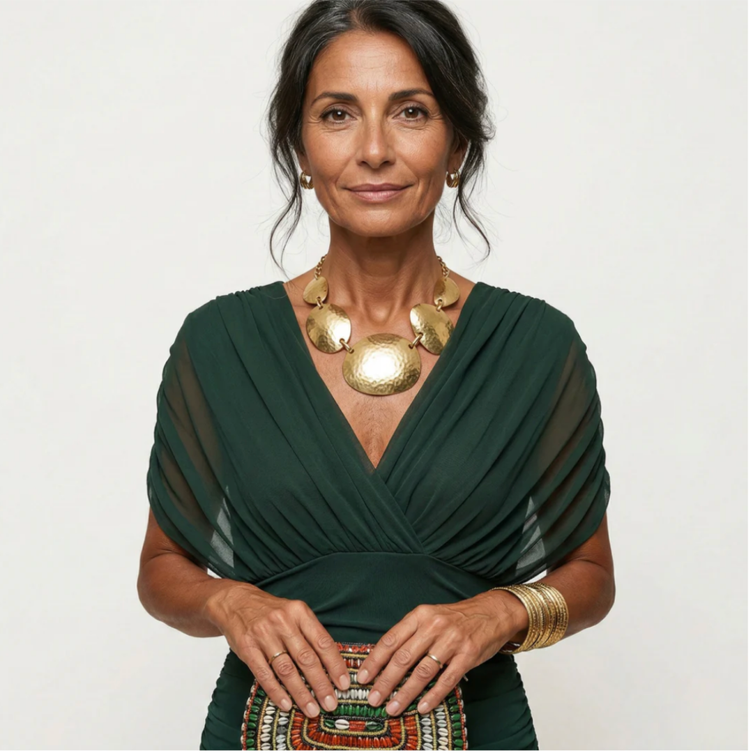 Luisa | Abito lungo elegante con scollo a V che valorizza la silhouette