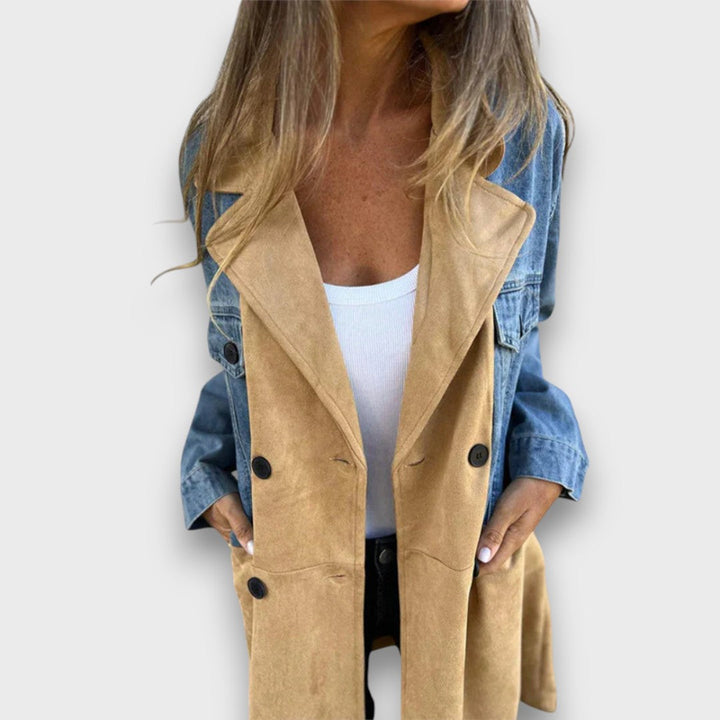 Ariana – Cappotto in Denim e Finta Pelle Scamosciata