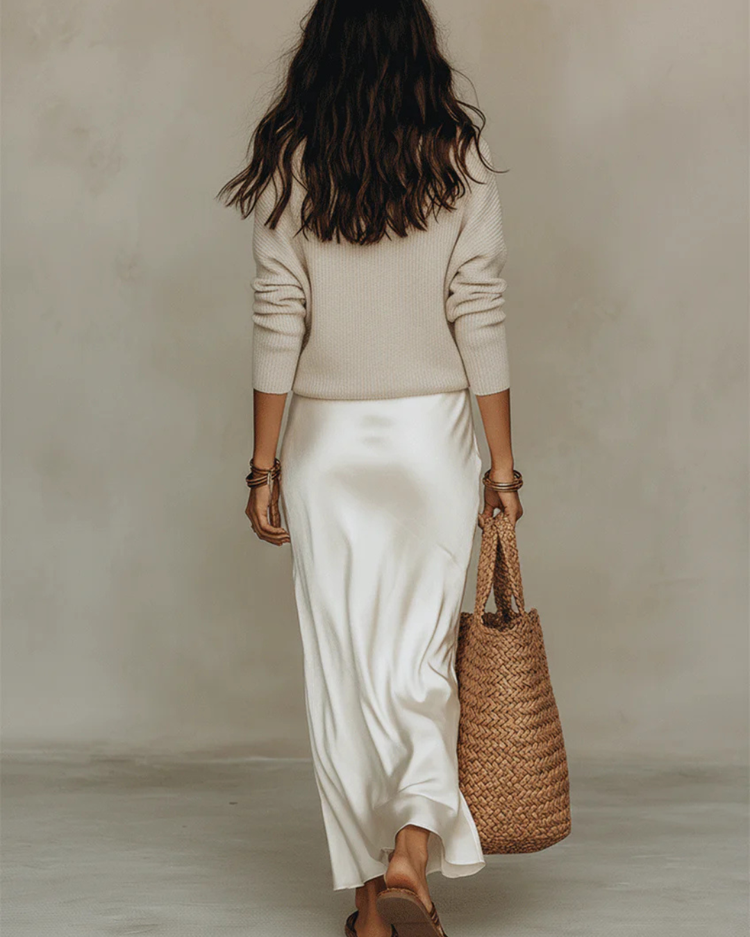 Elena - Abito Midi Satinato con Maglione Incluso