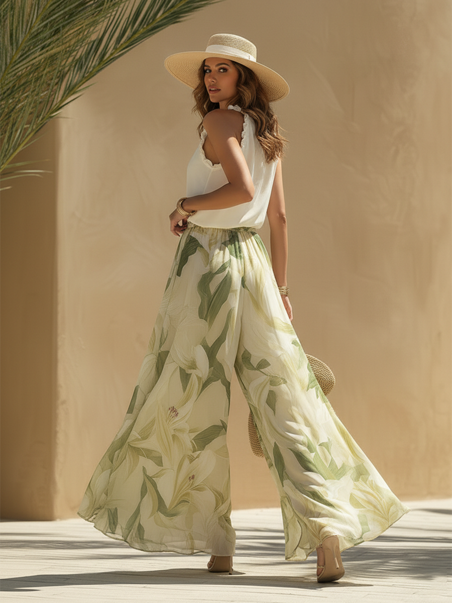 Lysandra | Elegante completo fluido con stampa a gigli