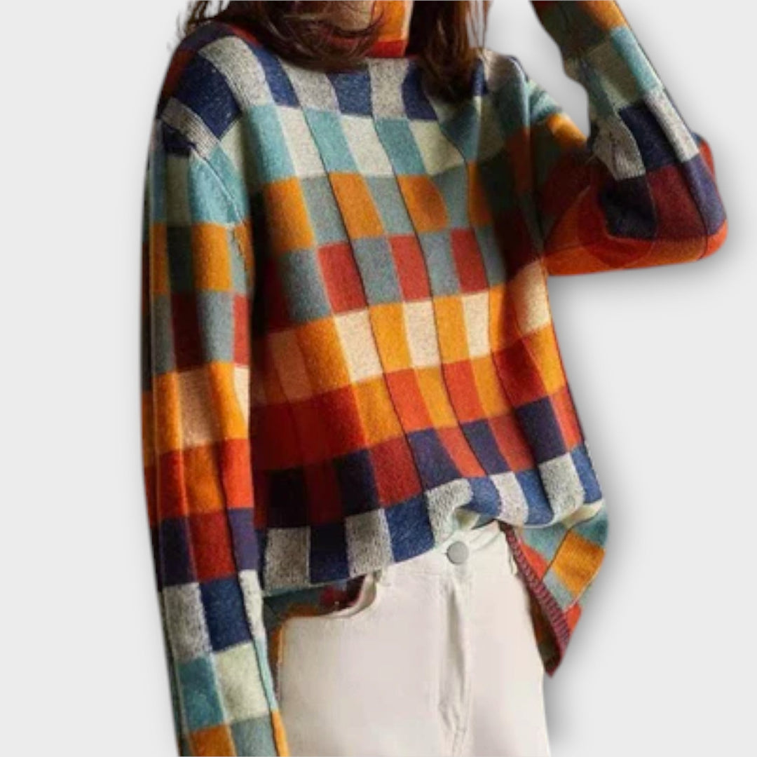 Erika - Maglione con Collo Alto Patchwork