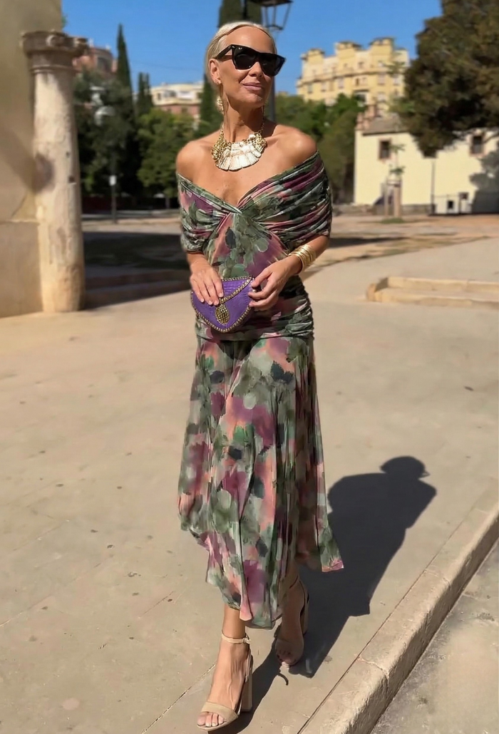 Luisa | Abito lungo elegante con scollo a V che valorizza la silhouette