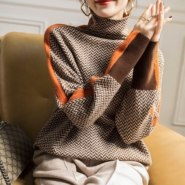 Beatriz | Maglione a collo alto con righe a contrasto vistose