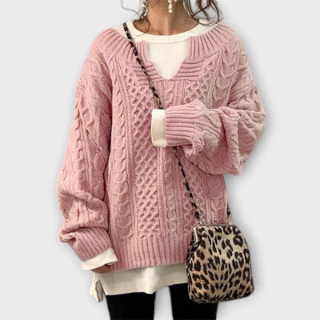 Maglione Oversize con Motivo a Treccia