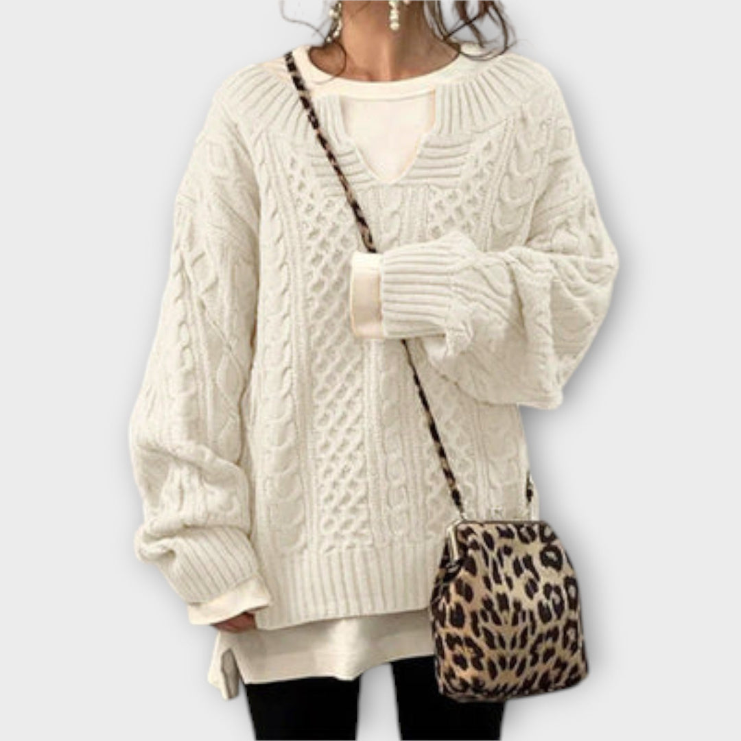 Maglione Oversize con Motivo a Treccia