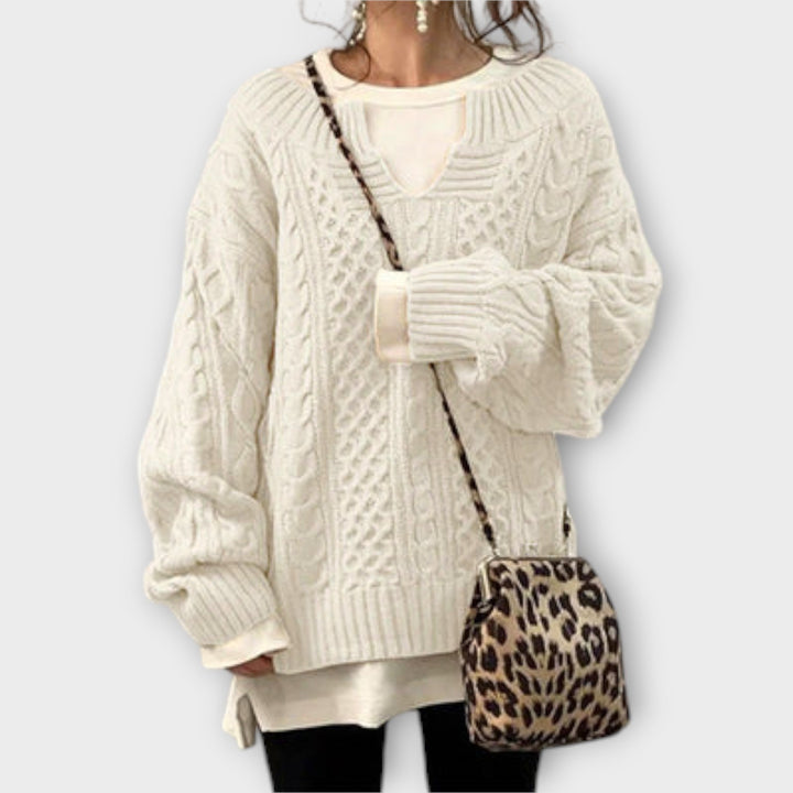 Maglione Oversize con Motivo a Treccia