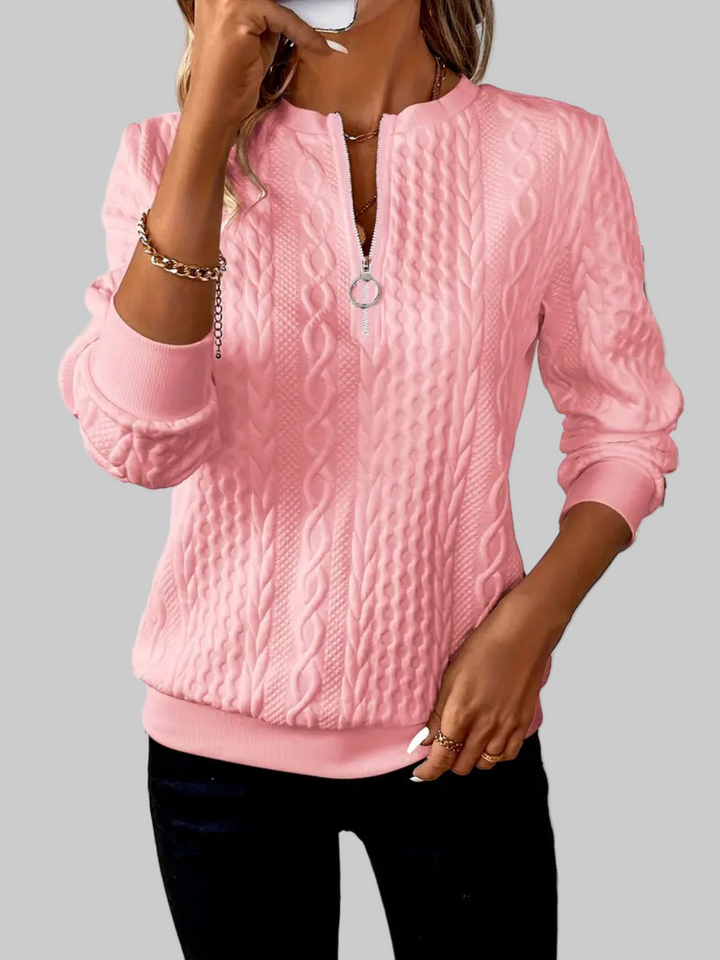 Amalie | Maglione a maglia intrecciata con cerniera da donna