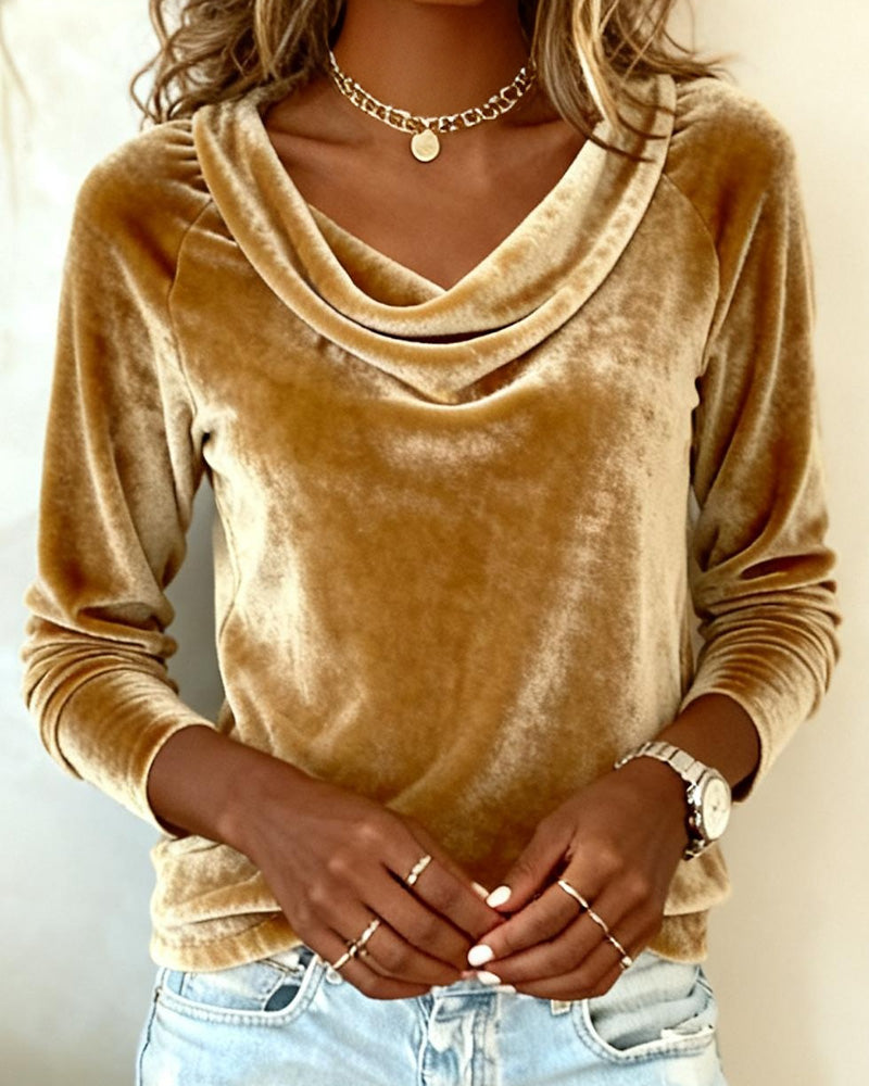 Margaret - Top in Velluto con Scollatura Drappeggiata