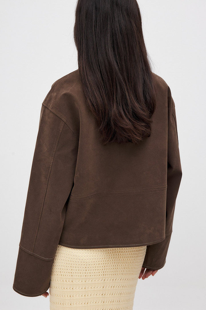 VALIRA Giacca Zip in Finta Suede