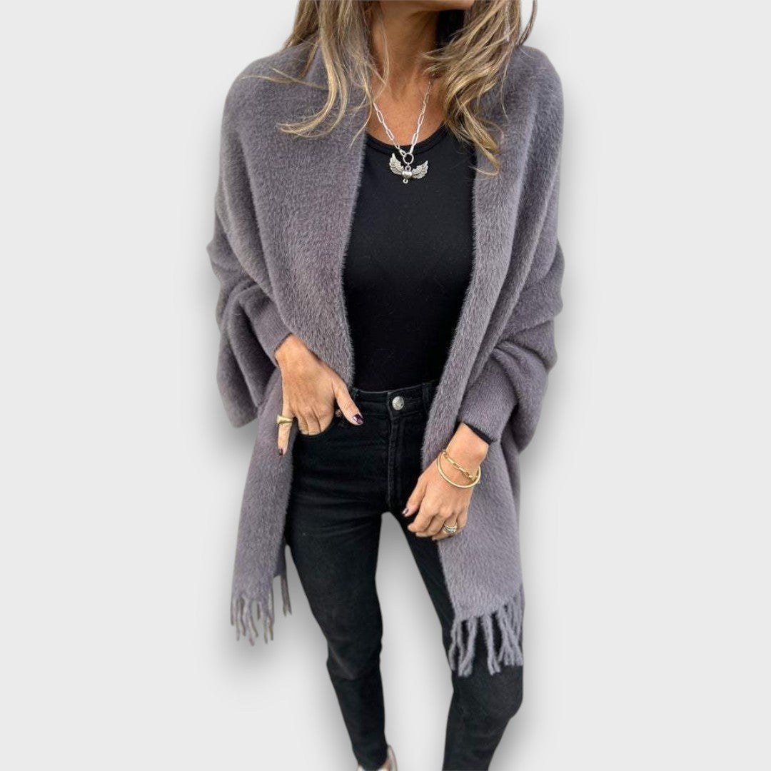 Meliora – Elegante cardigan con frange