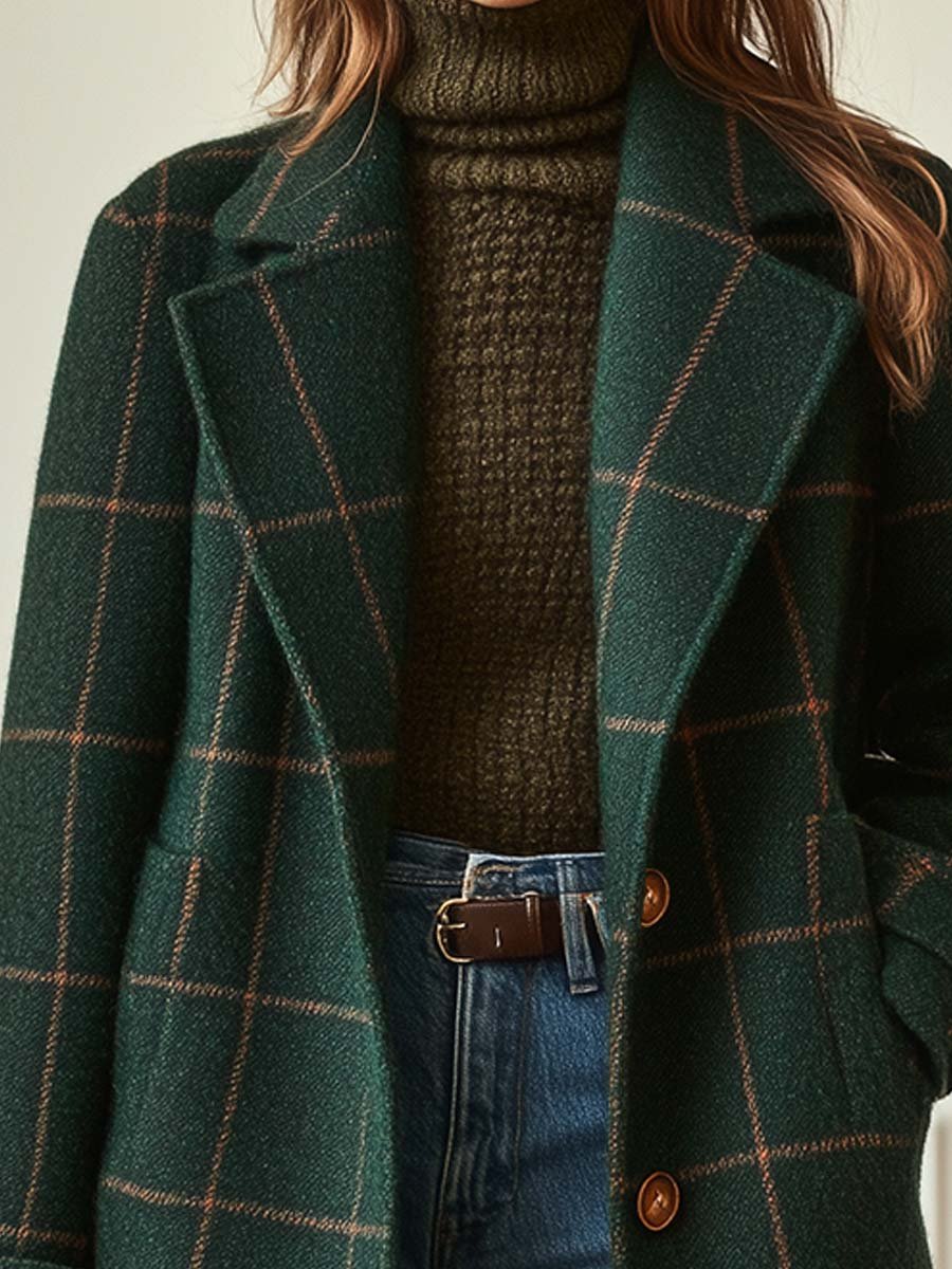 allegra™ | Cappotto Elegante a Quadri in Lana