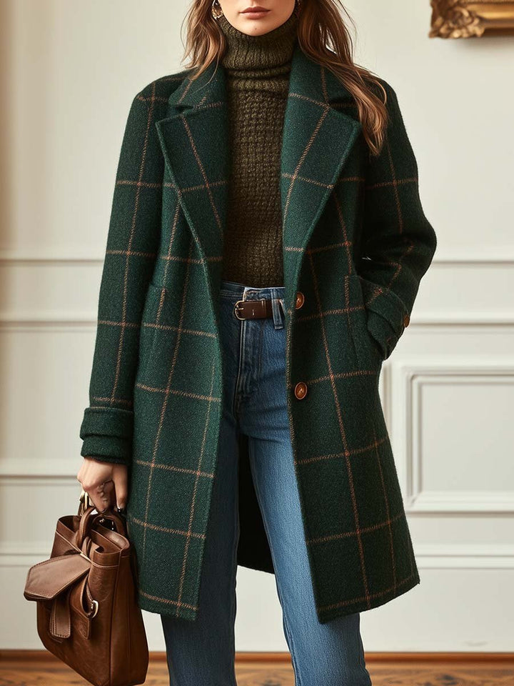 allegra™ | Cappotto Elegante a Quadri in Lana