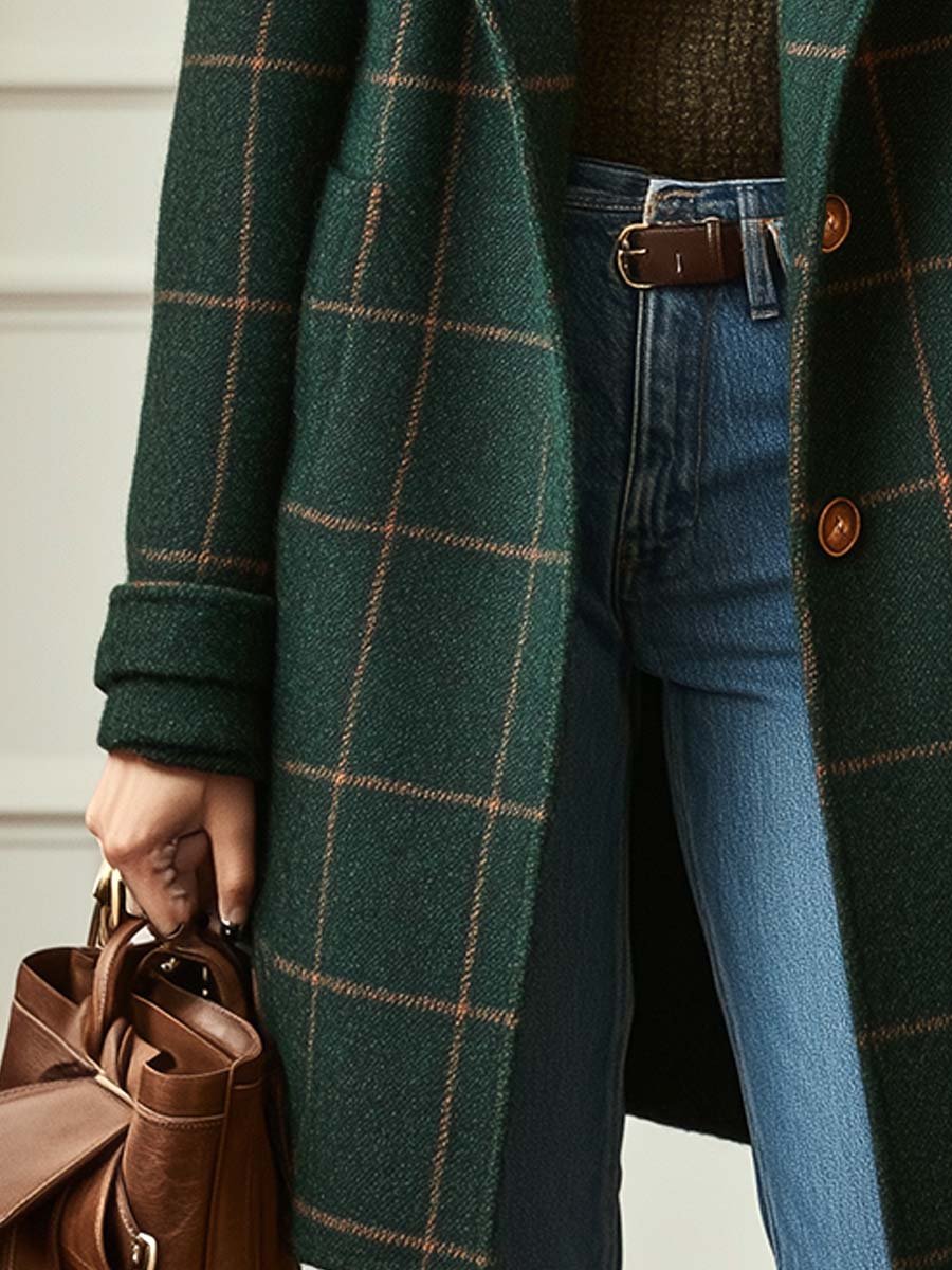 allegra™ | Cappotto Elegante a Quadri in Lana