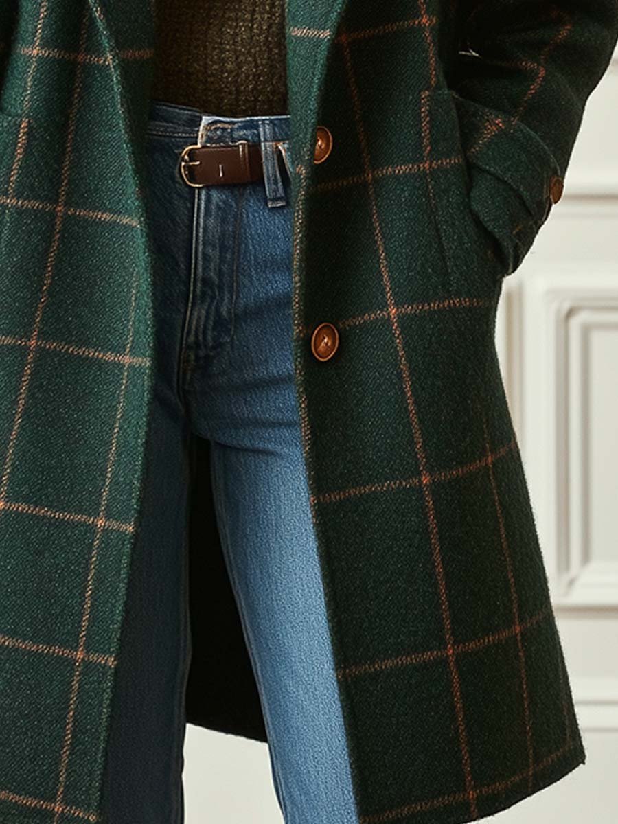 allegra™ | Cappotto Elegante a Quadri in Lana