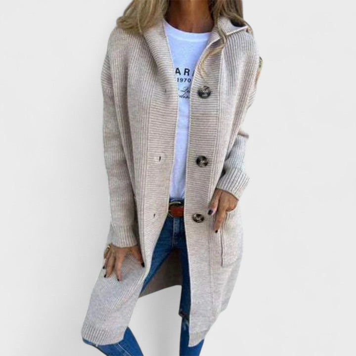 Adriana - Giacca lunga con cappuccio e bottoni